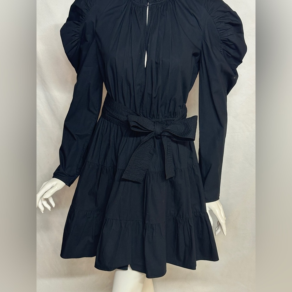 Ulla Johnson Size 8 Puffy Sleeve Tie Elegant Black Women's Dress - Picture 6 of 14